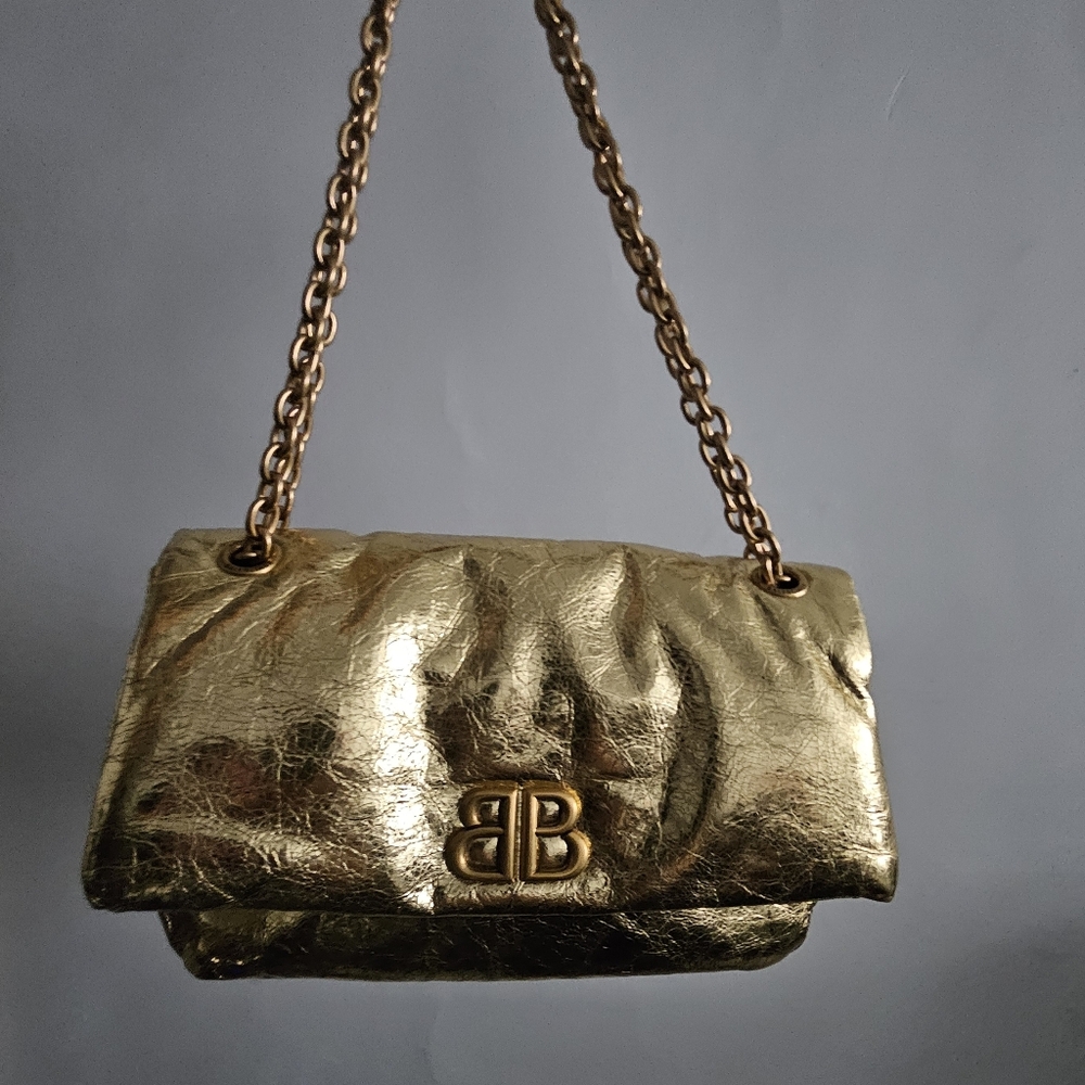 BALENCIAGA Small Gold Monaco Chain Bag